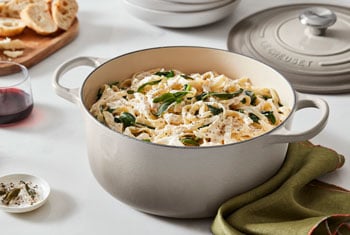 fettucine in a nutmeg dutch oven