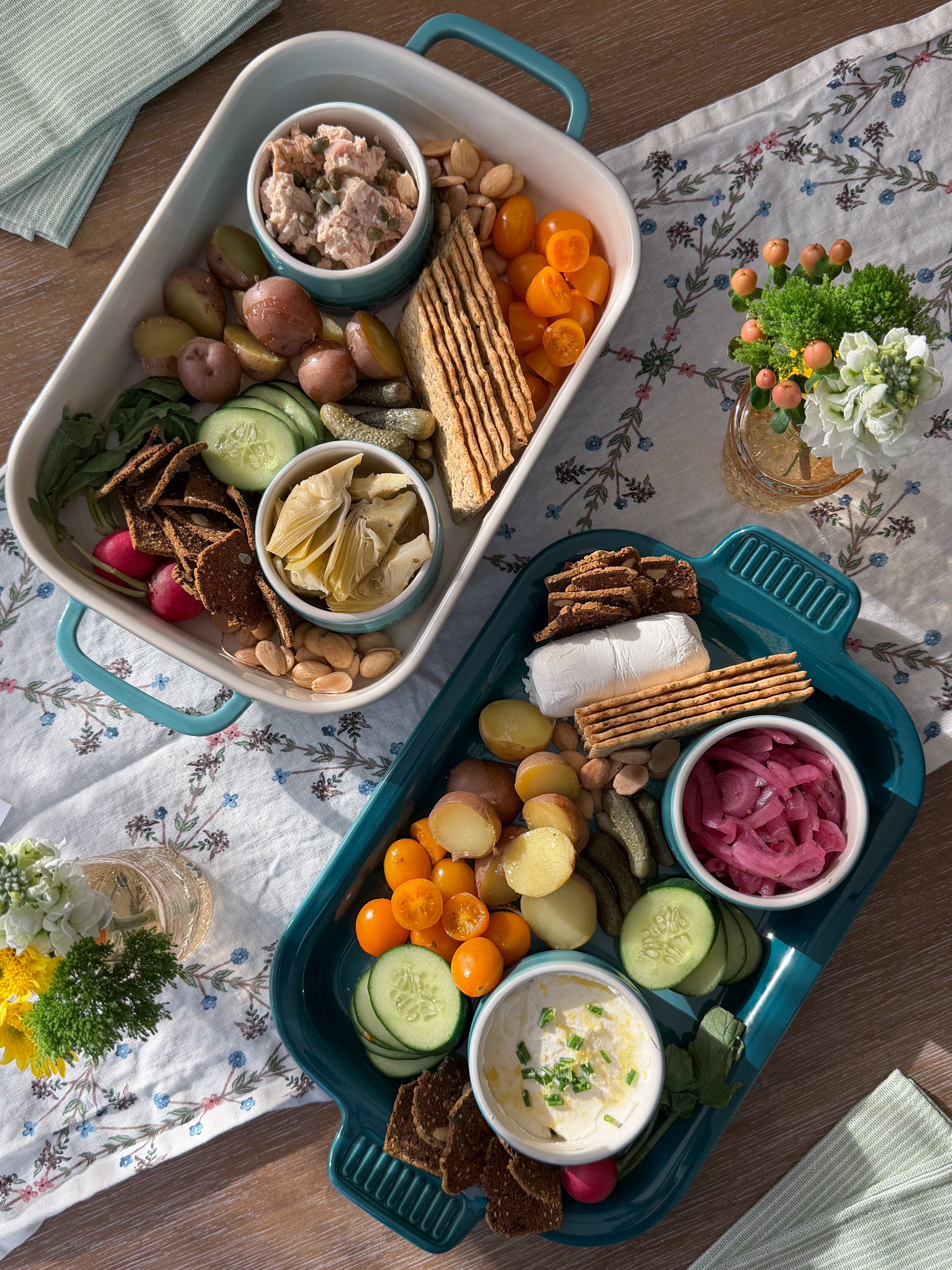 crackers and condiments added