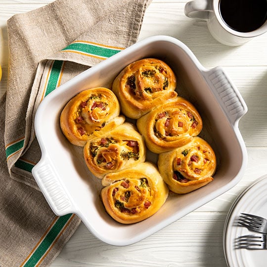 savory rolls in a baker