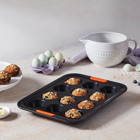 muffins in a non-stick muffin pan