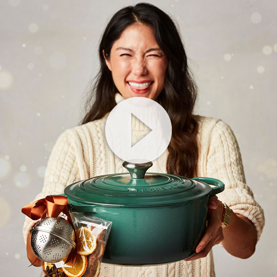 woman receives a dutch oven