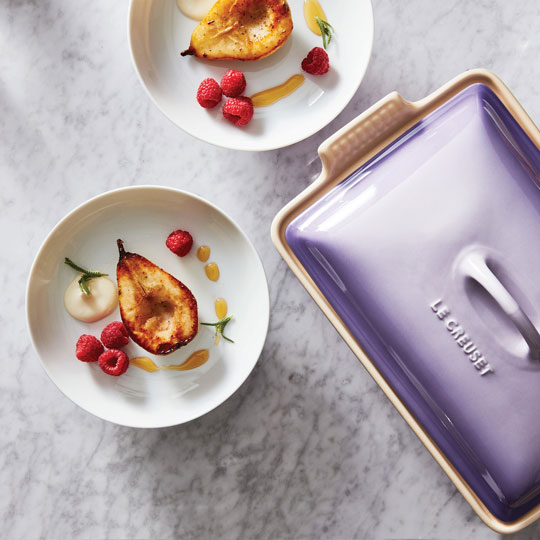 roasted pears with raspberries and dipping sauces