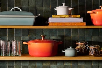 assorted cookware on shelves - links to blog post