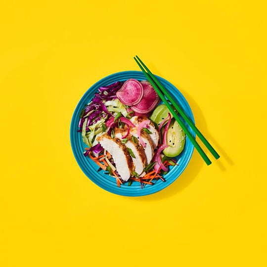 fresh salad on a turquoise plate