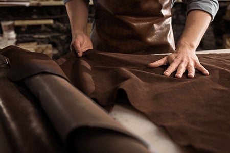 leather laid out in a design studio