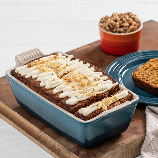 Olive Oil Carrot Bread with Maple Cream Cheese Glaze