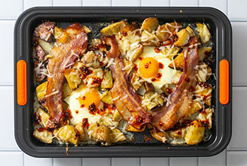 breakfast bake in a non-stick baking dish
