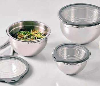 Stainless Steel Mixing Bowls with Glass Lids