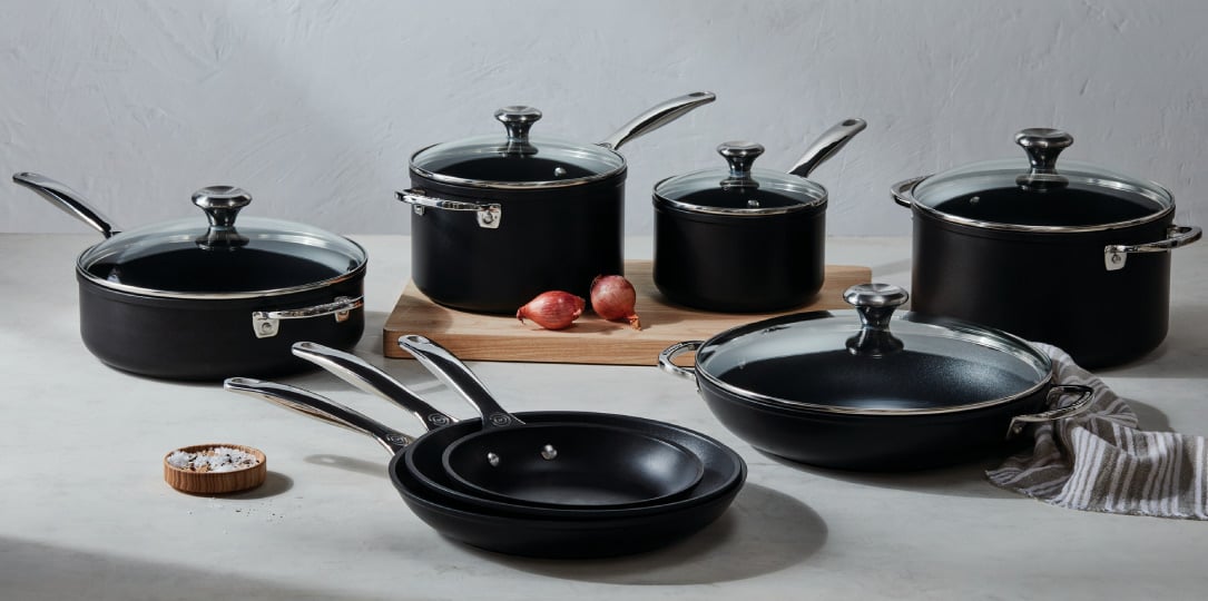 Le Creuset 10-Piece Toughened Non-Stick Pro Hard-Anodized Aluminum Cookware  Set + Reviews