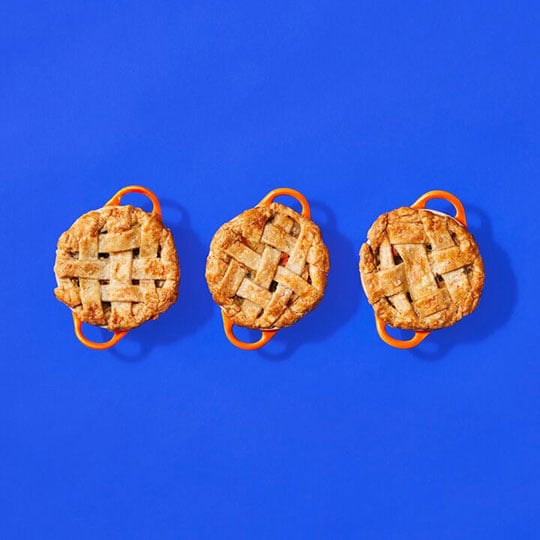 tiny pot pies in orange mini cocottes