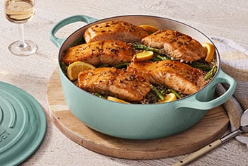 salmon in a shallow dutch oven