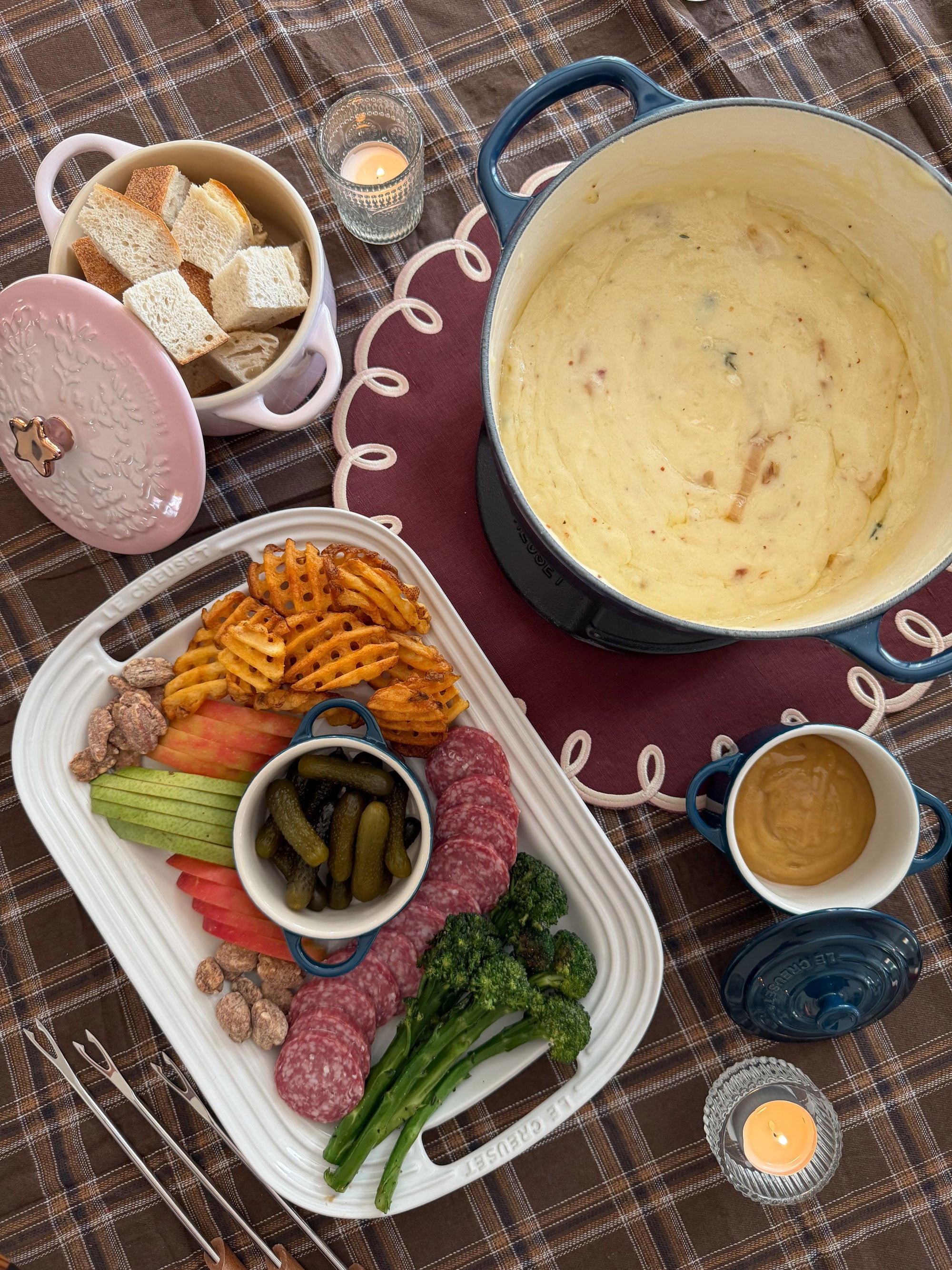 condiments added to fondue spread