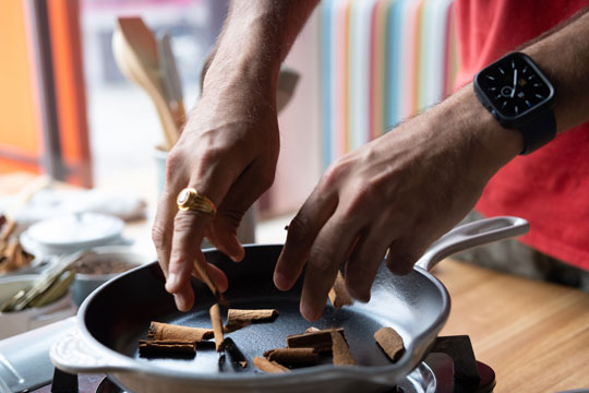 Chef Pandya toasts spices