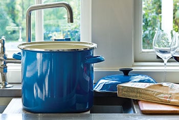large stockpot in sink