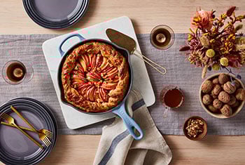 rustic apple pie in a skillet