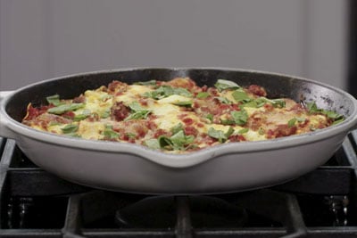 cast iron sausage lasagna