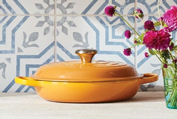 nectar yellow braiser on a counter