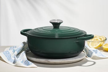 green shallow dutch oven