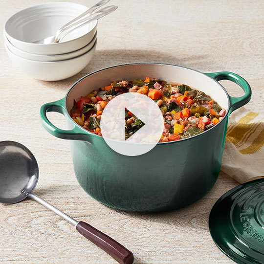 dutch oven filled with stew