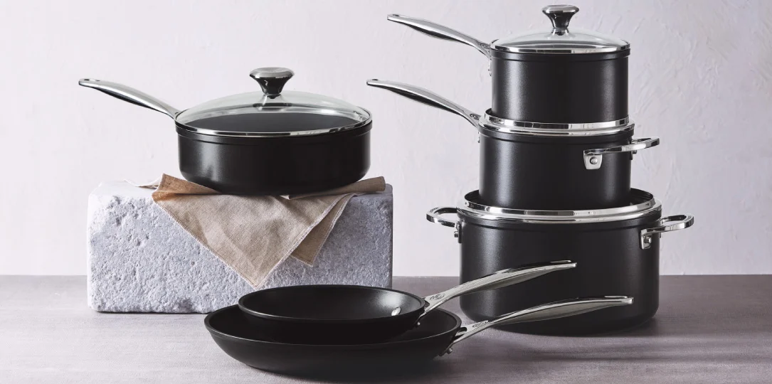 Le Creuset 10-Piece Toughened Non-Stick Pro Hard-Anodized Aluminum Cookware  Set + Reviews