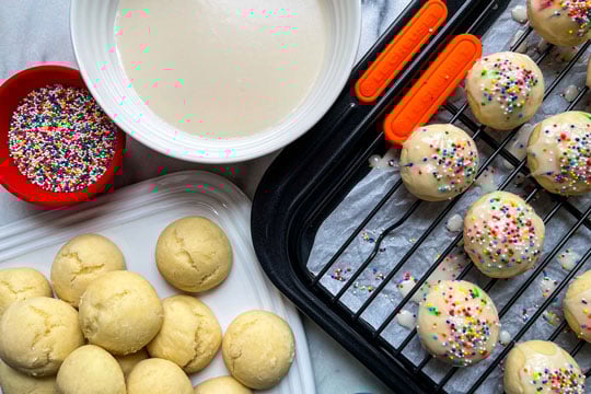 Italian cookies on a baking sheet