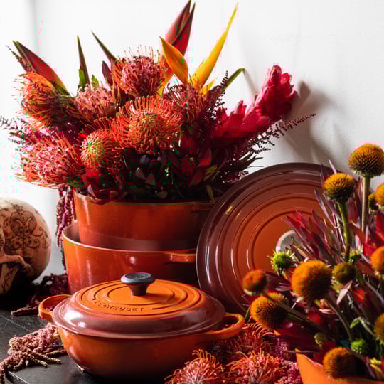 dutch oven filled with flowers