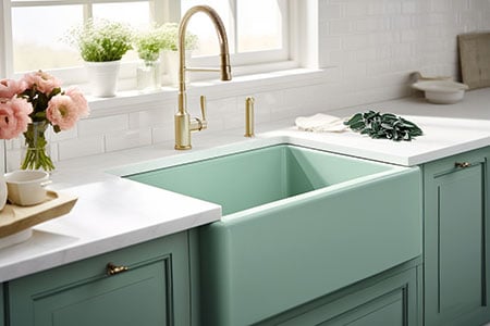 sage colored farmhouse sink