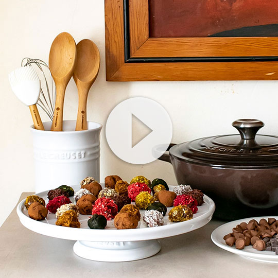 various truffles on a cake stand