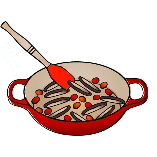 sauteeing vegetables illustration