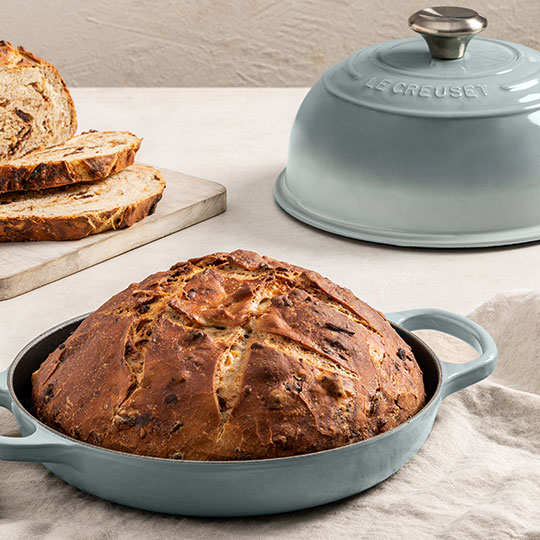 savory bread in a bread oven
