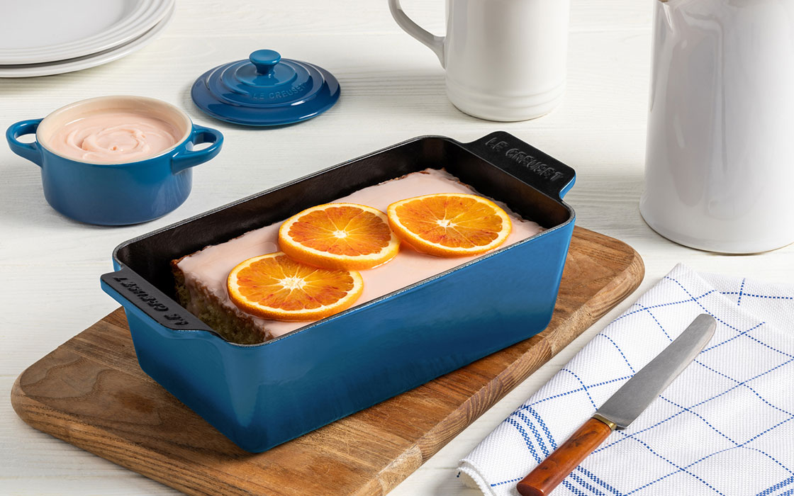 cake topped with orange slices