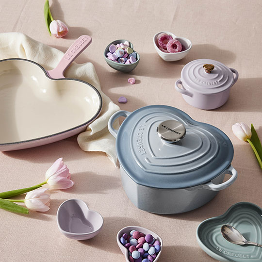 heart shaped items in soft shades of pink and blue