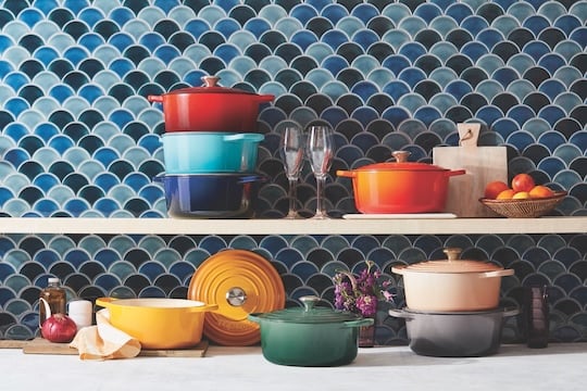 assorted colorful cookware items