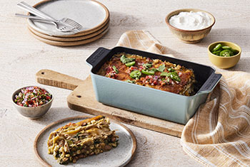 enchilada casserole in a loaf pan - links to blog post about loaf pan recipes