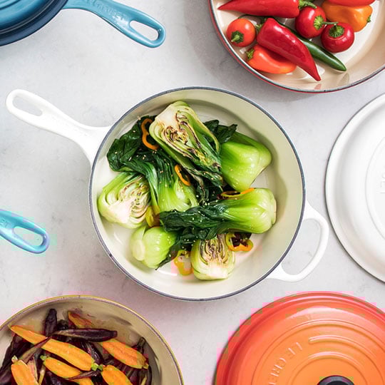 Asian recipe ingredients in colorful cassadous