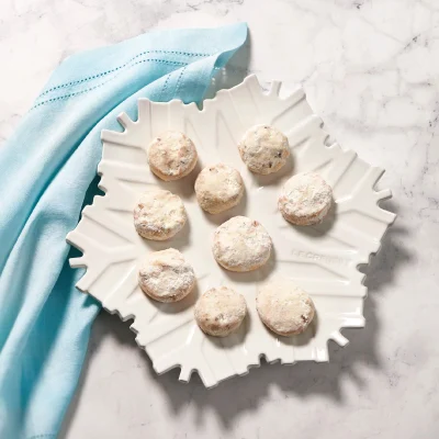 white snowflake plate