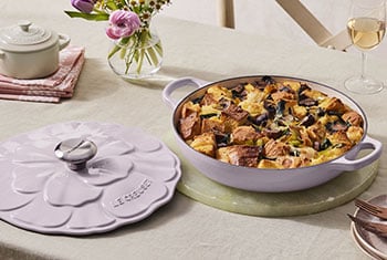 links to recipe for Strata with Spinach,Mushrooms and Gruyere