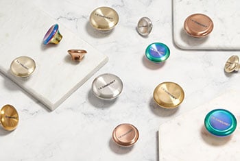 various colorful metallic knobs