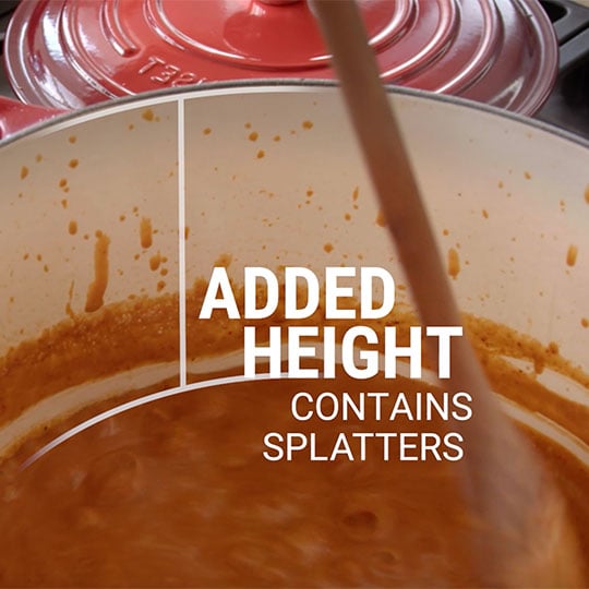 added height contains splatters when cooking red sauce