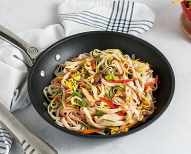 non-stick fry pan with noodles