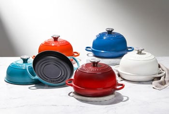 an array of bread ovens in various colors