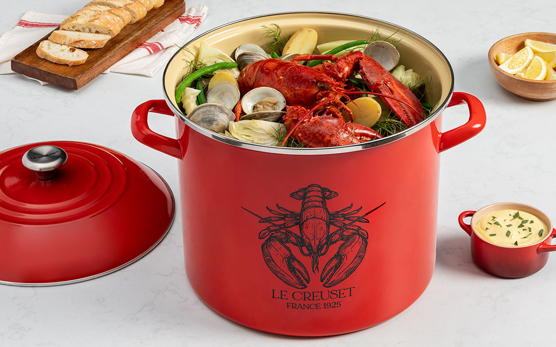 lobster in a red lobster stockpot