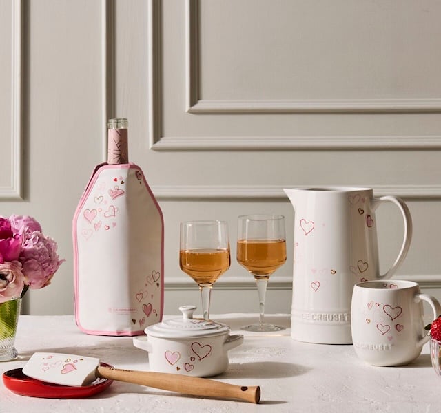 collection of hearts-themed products