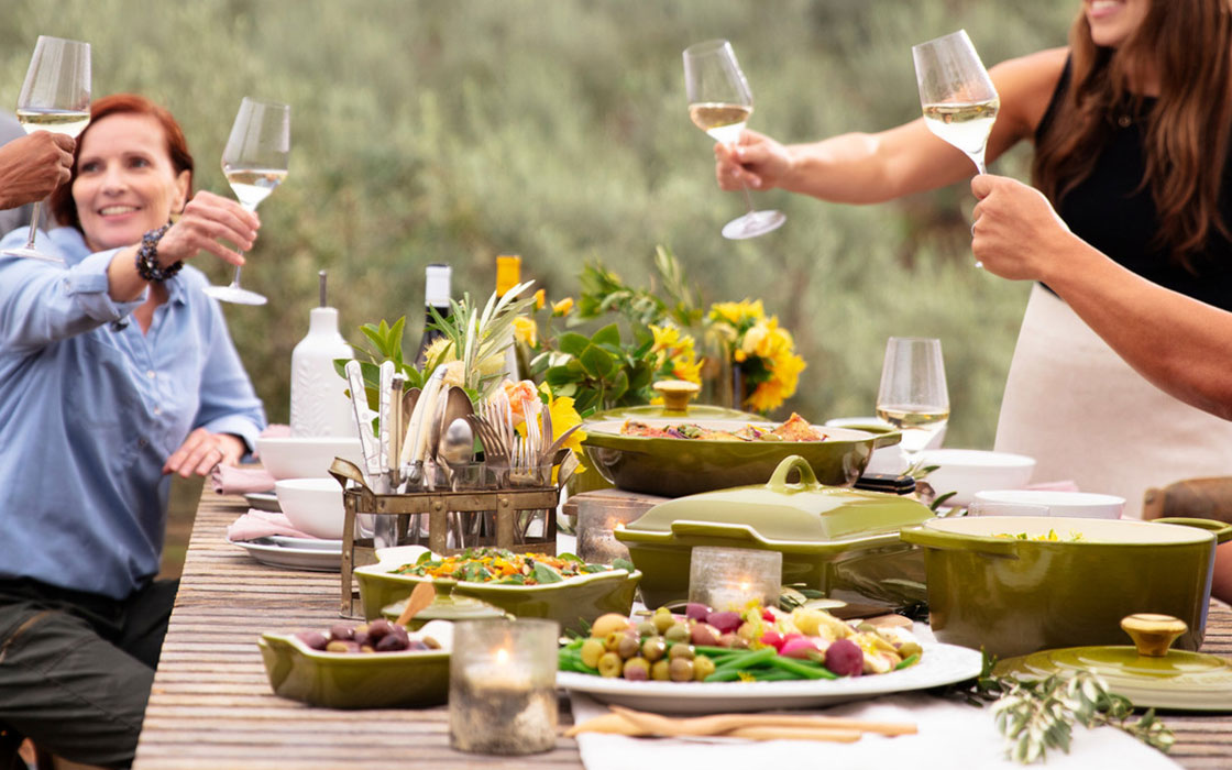 dining al fresco in an olive grove