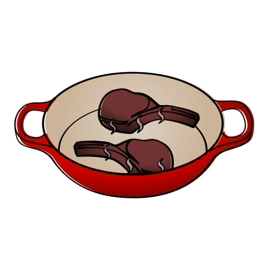 searing in a braiser illustration