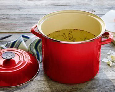 red enamel on steel stockpot