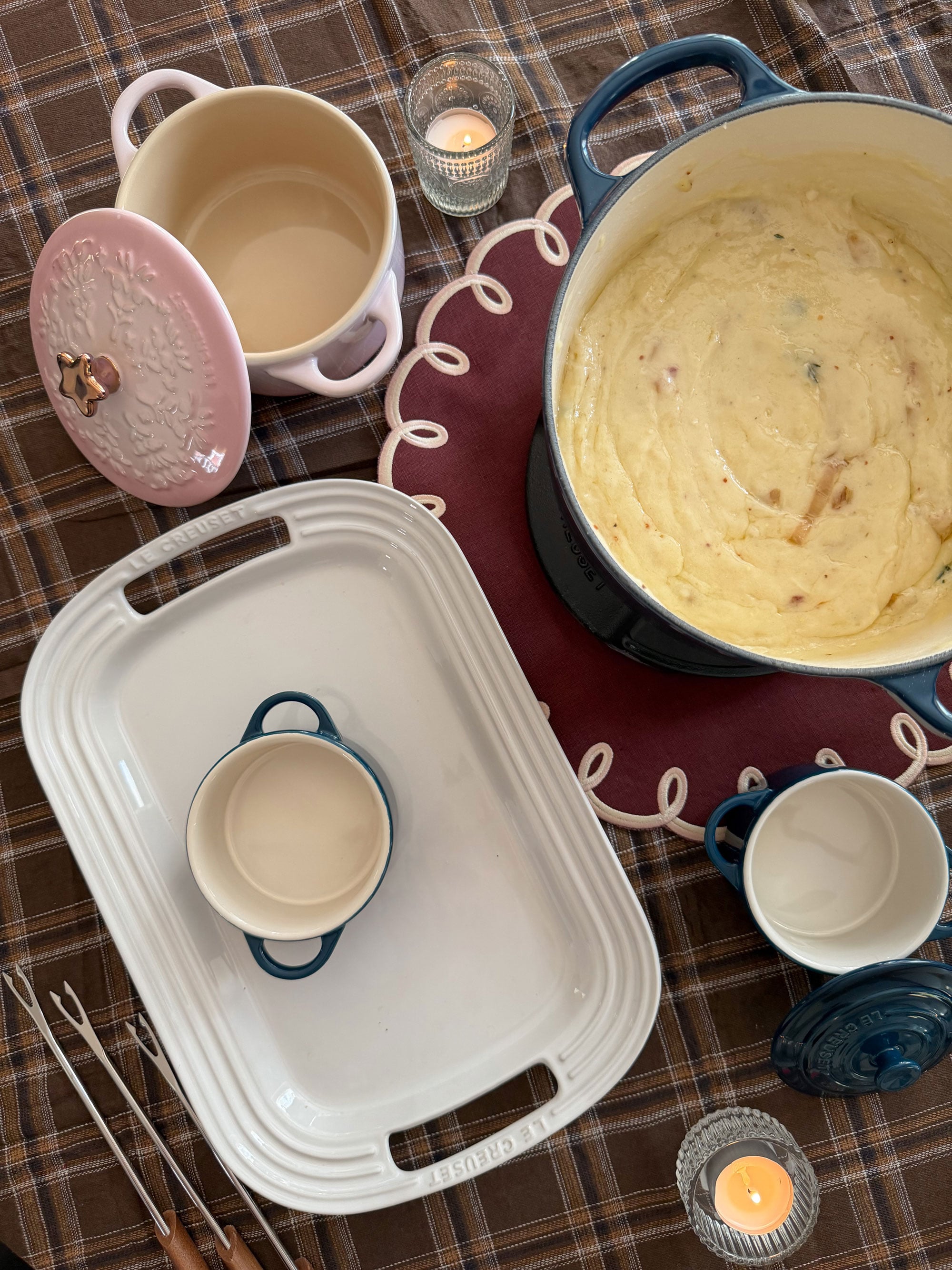beginnings of a fondue spread