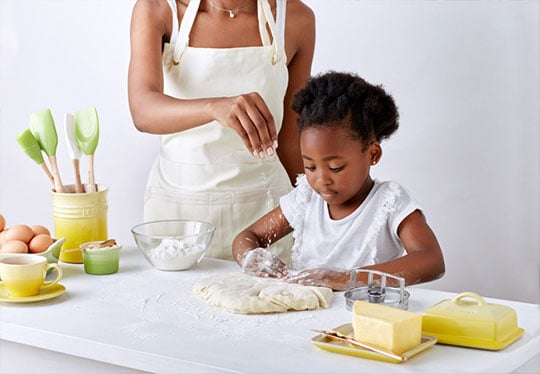 baking with young child