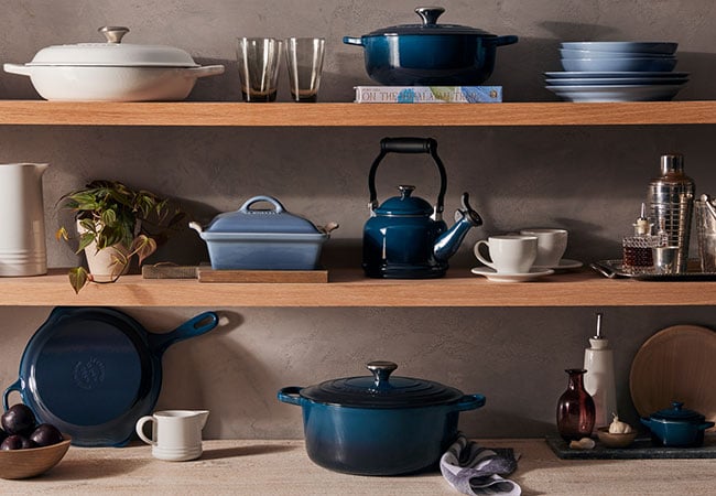 chambray cookware alongside Nuit and White