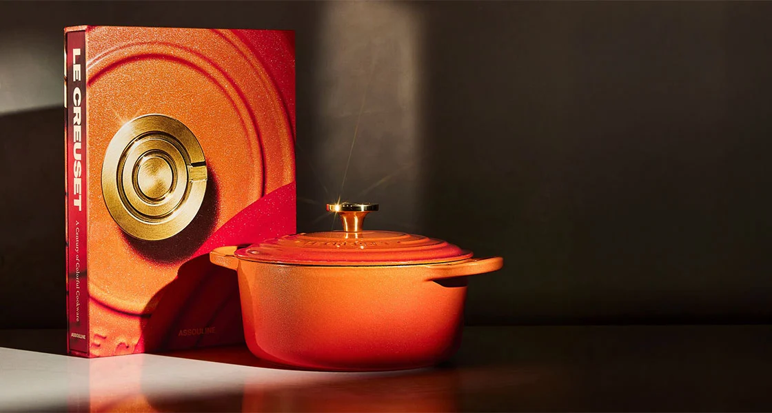 links to product page for Le Creuset: A Century of Colorful Cookware, by Assouline Books